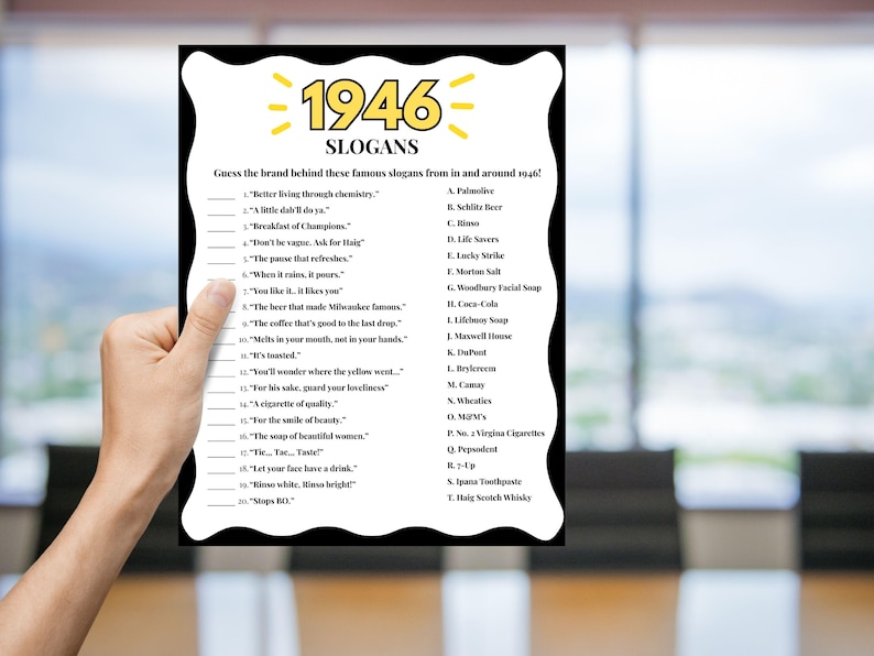 80th Birthday Slogans Game, TV and Radio Trivia Game, 1946 Trivia Match up Quiz, 80th Birthday Game, 1946 Birthday Games, Born in 1946 image 3