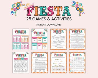 Fiesta Spiele Bundle, Cinco de Mayo Spiele für Kinder Erwachsene, Mexikanische Gesellschaftsspiele, Taco Party, Geburtstags-Fiesta-Partyspiele-Geburtstagsdusche