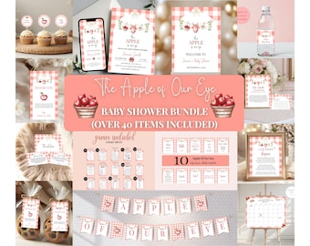 Apple of Our Eye Baby Shower Bundle, Apple Baby Shower Party Invitation, Apple Baby Sprinkle Decorations,  Fall Baby Shower Games AOE2