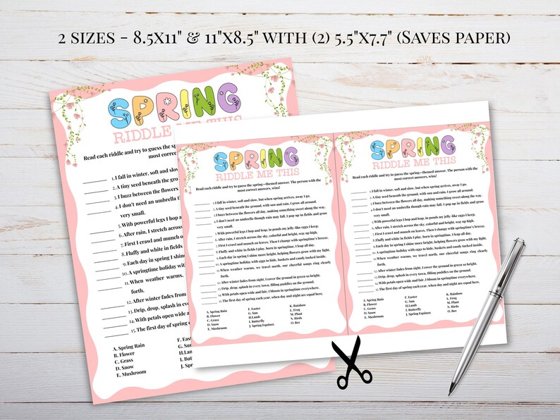 Spring Riddle Sheets For Kids Pdf Spring Riddles Game, Spring Classroom Activity, Riddle Me This Game ...