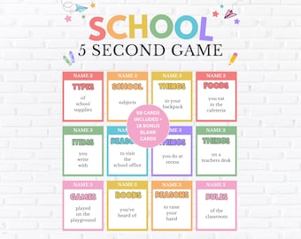 School 5 Second Game, Printable Classroom Game for Kids, School Icebreaker Game, Teacher Student Family Feud, Back to School Activity