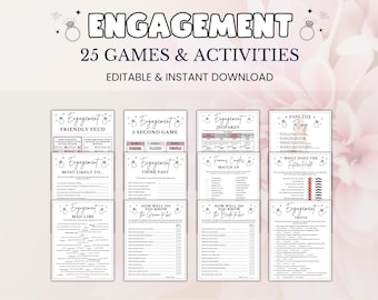 Engagement Party Games, Printable Editable Engagement Party Activities, Bridal Shower Games, Couples Wedding Shower Games, Proposal Games