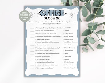 Büro-Slogans-Spiel, Team-Gebäude-Aktivität für Mitarbeiter, Büro-Partyspiel, Büro-Trivia, Arbeitsplatzspiele, Mitarbeiter-Partyspiele, Mitarbeiterspiel