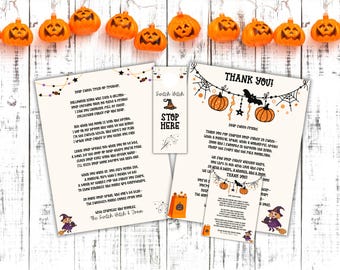 Paquete imprimible de brujas del interruptor: carta, colgador de puerta y agradecimiento, tradición de Halloween para intercambiar dulces, descarga instantánea HG01
