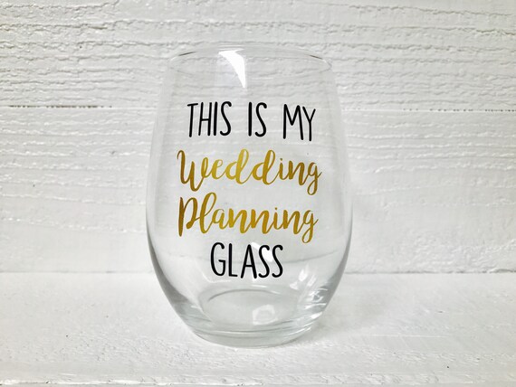 My Wedding Planning Stemless Wine Glass for Bride to Be Gift