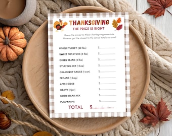 Thanksgiving The Price is Right Game, Friendsgiving Game, Family Game, Printable Trivia Game, Turkey Day for Adults & Kids TG01