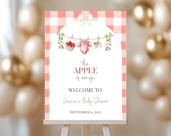 Apfel unseres Auges Baby Shower Party Willkommensschild, Apfel Herbst Baby Sprinkle Willkommensschild AOE2