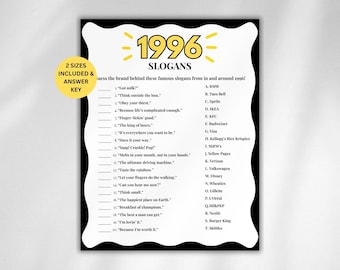 Spel slogans 30e verjaardag, trivia-spel tv en radio, 1996 Trivia Match-up Quiz, spel 30e verjaardag, spellen verjaardag 1996, geboren in 1996