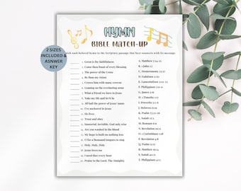 Hymns Match Up, Christian Bible Games for Kids Adults, Womens Ministry Game, Church Games Sunday School, Bible Trivia, Church Games
