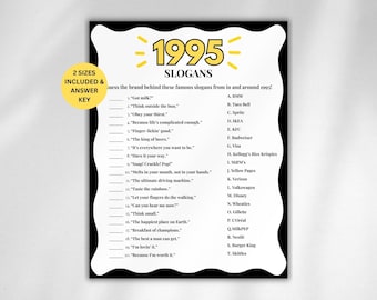 31st Birthday Slogans Game, TV and Radio Trivia Game, 1995 Trivia Match up Quiz, 31st Birthday Game, 1995 Birthday Games, Born in 1995