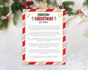 Christliches Weihnachts-Links-Rechts-Spiel, lustiges Weihnachtsbibelspiel für Erwachsene, Kinder, Kirche, Pass das Geschenkspiel, Familienpass, der Preis C01G