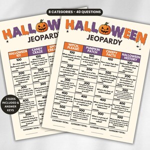 Gioco Jeopardy di Halloween, gioco a quiz di Halloween stampabile per bambini e adulti, giochi per feste di Halloween, giochi autunnali per la classe, giochi di Halloween per l'ufficio