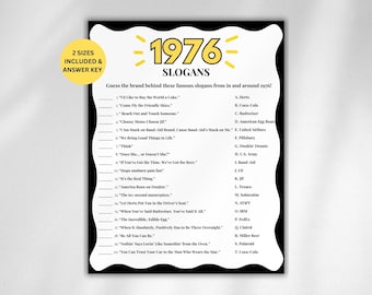 50th Birthday Slogans Game, TV and Radio Trivia Game, 1976 Trivia Match up Quiz, 50th Birthday Game, 1976 Birthday Games, Born in 1976