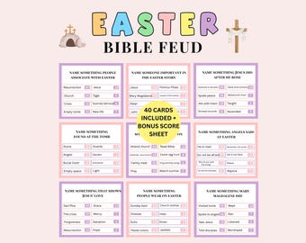 Easter Bible Feud Game, Easter Trivia Game, Easter Activities for Kids Adults, Holy Week Trivia, Christian Easter Games for Sunday School