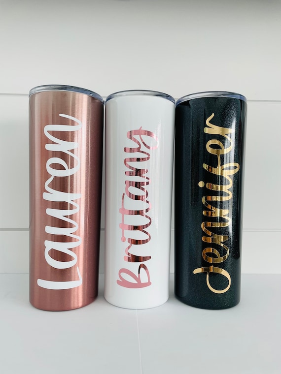 Personalized Name Skinny Tumbler Custom Tumbler Bridesmaid Etsy
