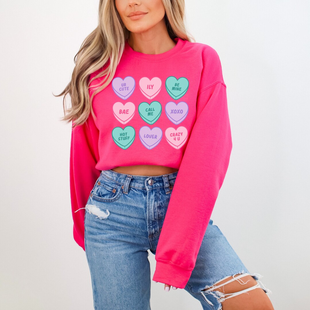 SO ME Ditsy Heart All Over Slub Rib Knit Valentine Top