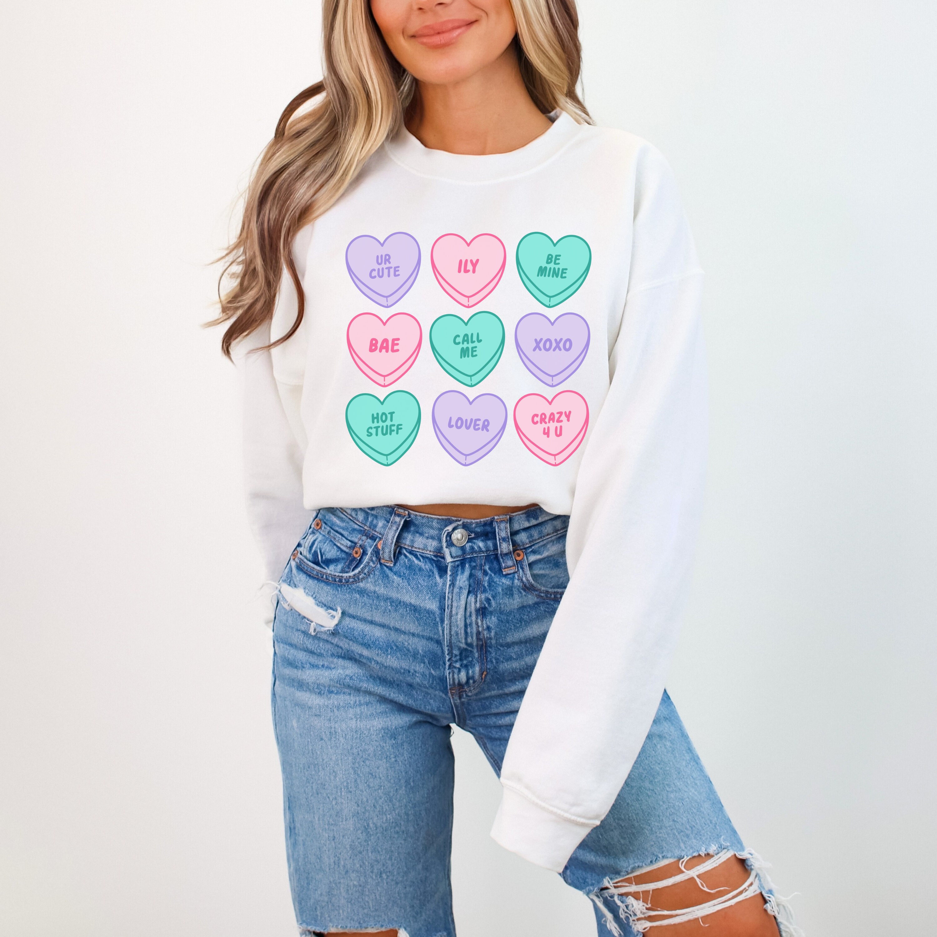 SO ME Ditsy Heart All Over Slub Rib Knit Valentine Top main image 1