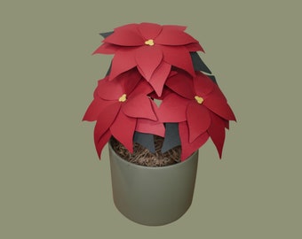 Red Paper Poinsettia Plant (GREEN POT)