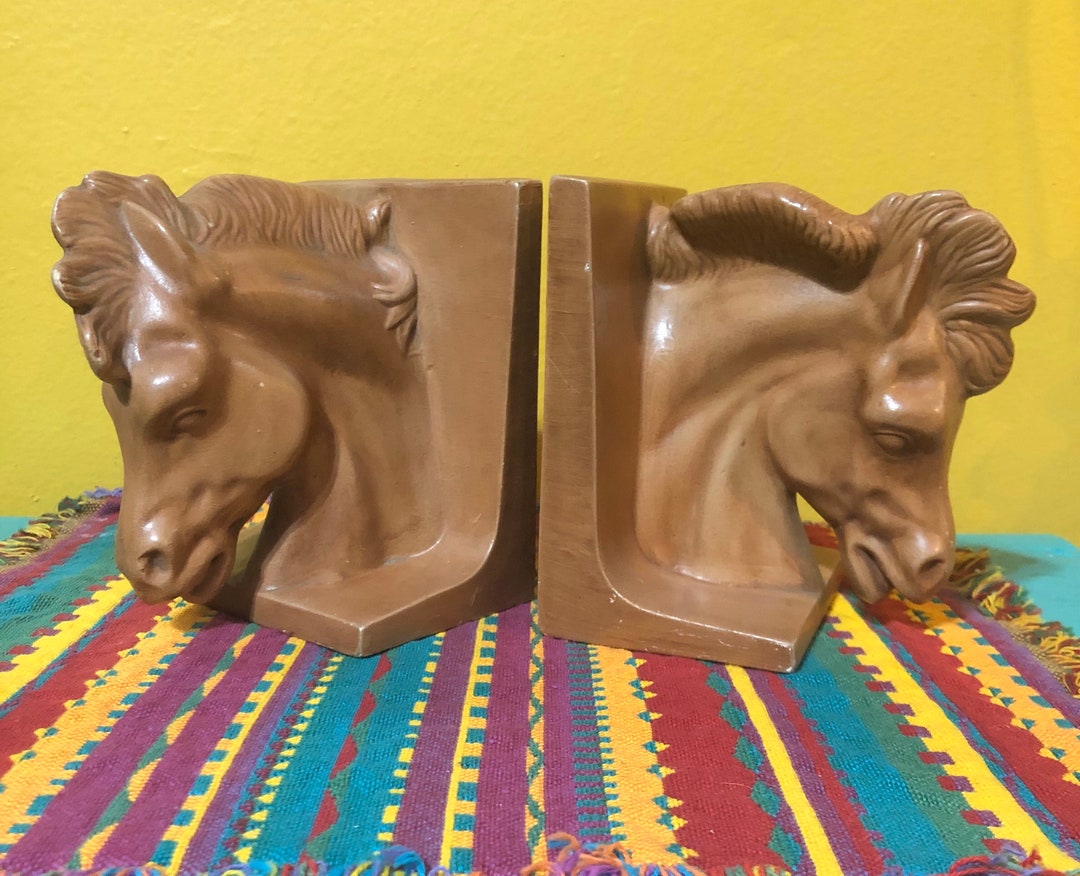 Vintage Ceramic Horse Head Bookends Etsy