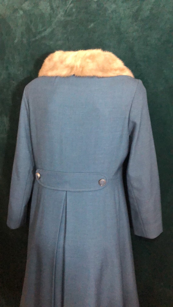 1950s Holly Poplin Long Wool Coat with Fur Collar - image 5