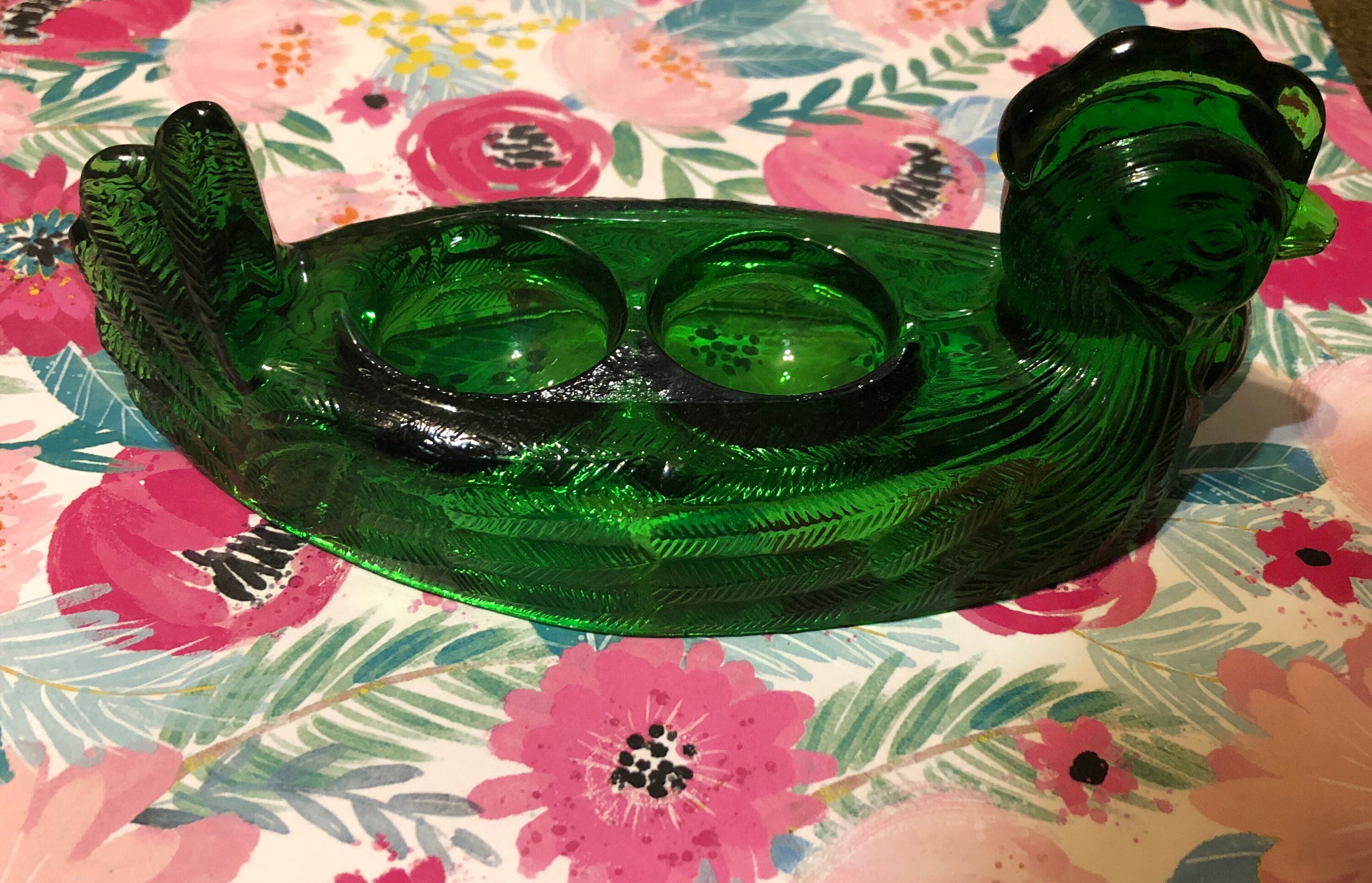 Vintage Green Glass Chicken Egg Holder Rooster Eggs Benedict Etsy