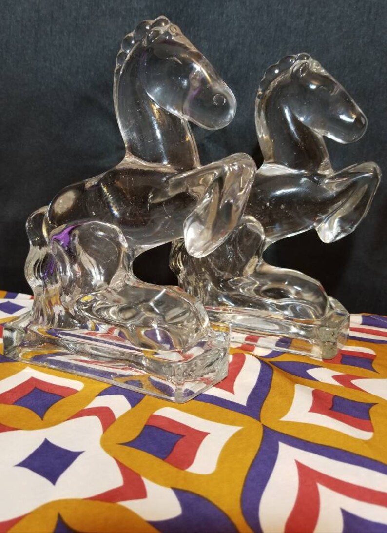 before 1965 antique glass horse bookends before 1965 antique glass horse bookends