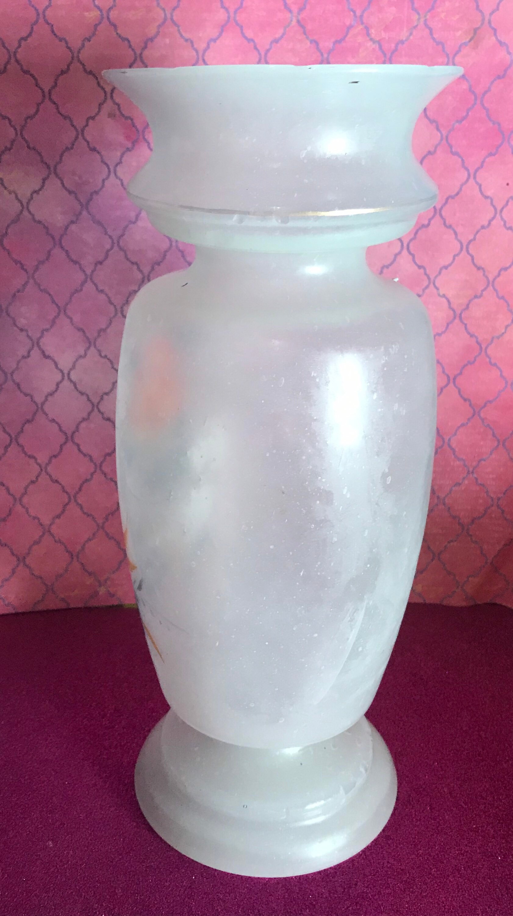 Antique Opaque White Glass Vase Handblown Hand Painted Etsy