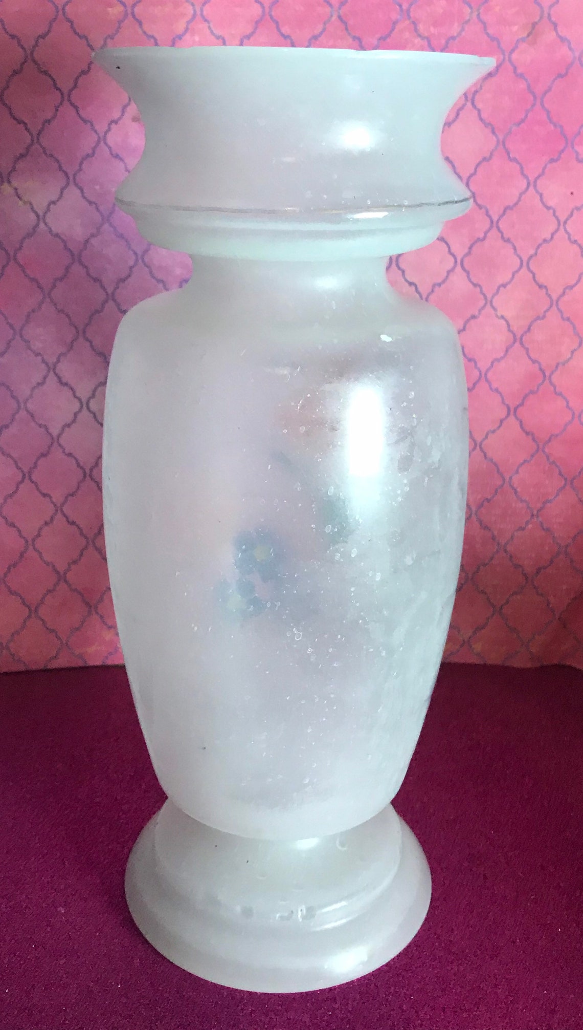 Antique Opaque White Glass Vase Handblown Hand Painted Etsy