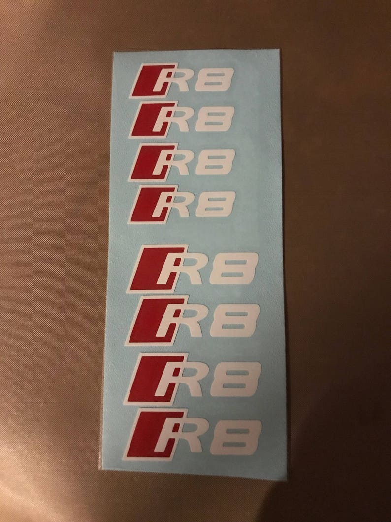 8pc Custom Audi R8 Brake Caliper Vinyl Sticker Decal Logo Overlay Graphic