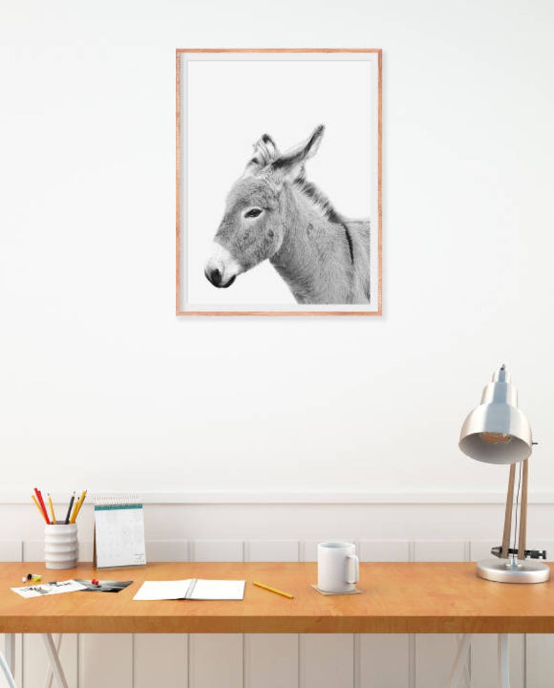 Donkey printable art donkey wall decor farm animal print | Etsy