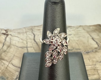 Vintage floral, diamond cluster cocktail ring
