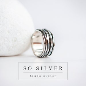 Silver Spinner Ring, Sterling Silver Spinning Ring, Hammered Silver Band, Fidget Ring, Stress Ring, Meditation Ring, Spinner Ring Plain RIng