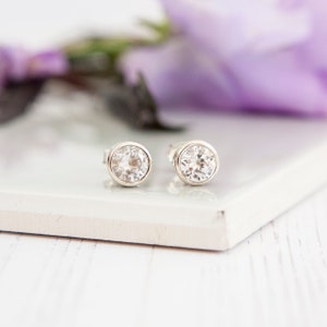 April Birthstone Earrings - cubic zirconia Studs - Birtstone Studs - Birthstone Earrings - Birthstone Jewellery - Sterling Silver Studs