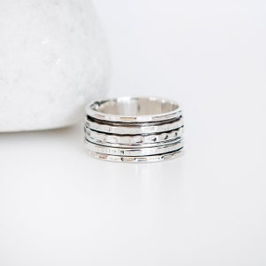 Hammered Silver Band Silver Spinner Ring, Fidget Ring Sterling Silver Spinning Ring, Stress Ring, Meditation Ring, Spinner Ring Plain RIng