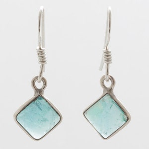 Apatite Tile 925 Silver Earrings - Apatite Earrings - Handmade Jewellery - Dangle & Drop Earrings - Gemstone Earrings