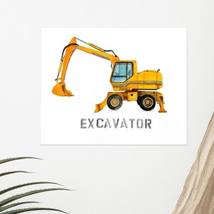 Excavator Wall Art Construction Vehicle Decor Nursery Decor Children&#39;s Room Art