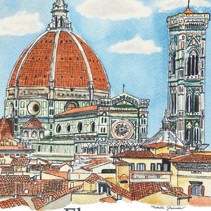 Florencia, Italia acuarela pintura pared arte decoración del hogar DESCARGA DIGITAL Florencia pared colgante decoración del hogar Italia amante del arte impresión de regalo Italia