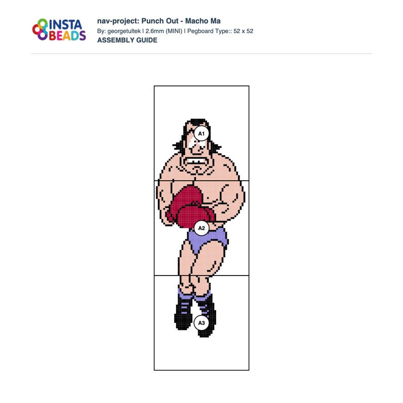 Mini Boxing Sprites 33 Sprites - PUNCH OUT Pixel Art Patterns for Hama, Perler, Artkal Fuse ...