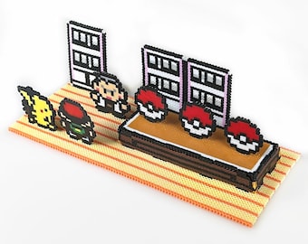 14 Sprites - Fuse Beads Pixel Art Patterns to create a Pokemon (Professor Oak's Lab) Diorama with Hama, Perler, Fuse Beads 2.6mm (GB |GBC)
