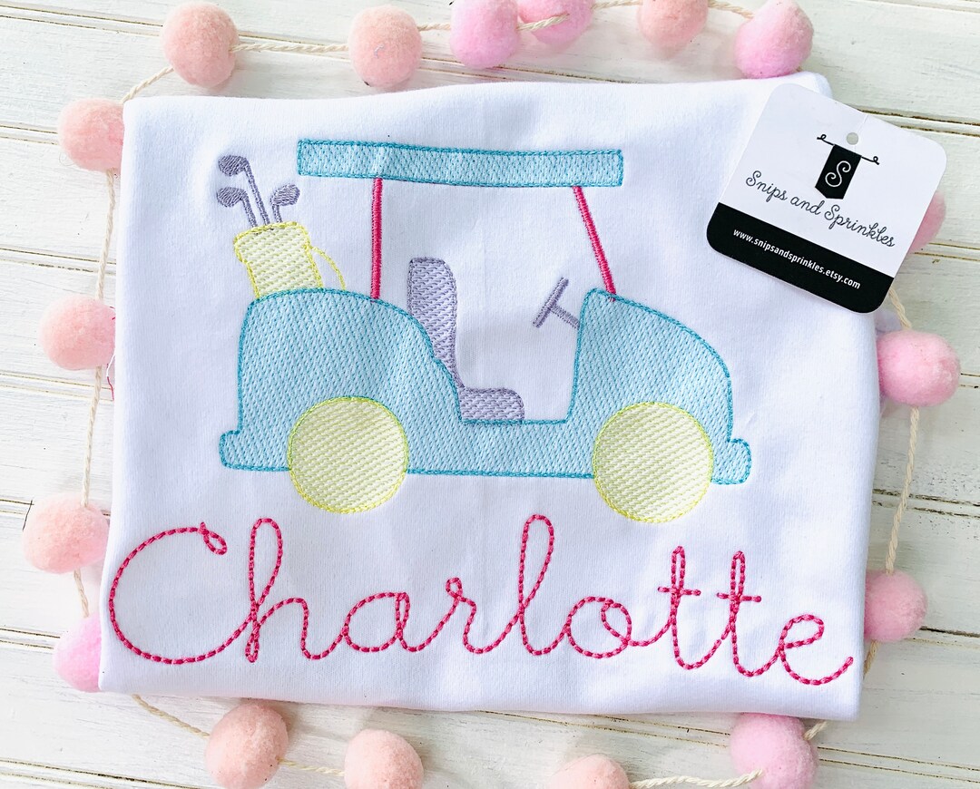 Little Girl Toddler Baby Golf Girly Pink Golfer Golf Cart Summer Tee