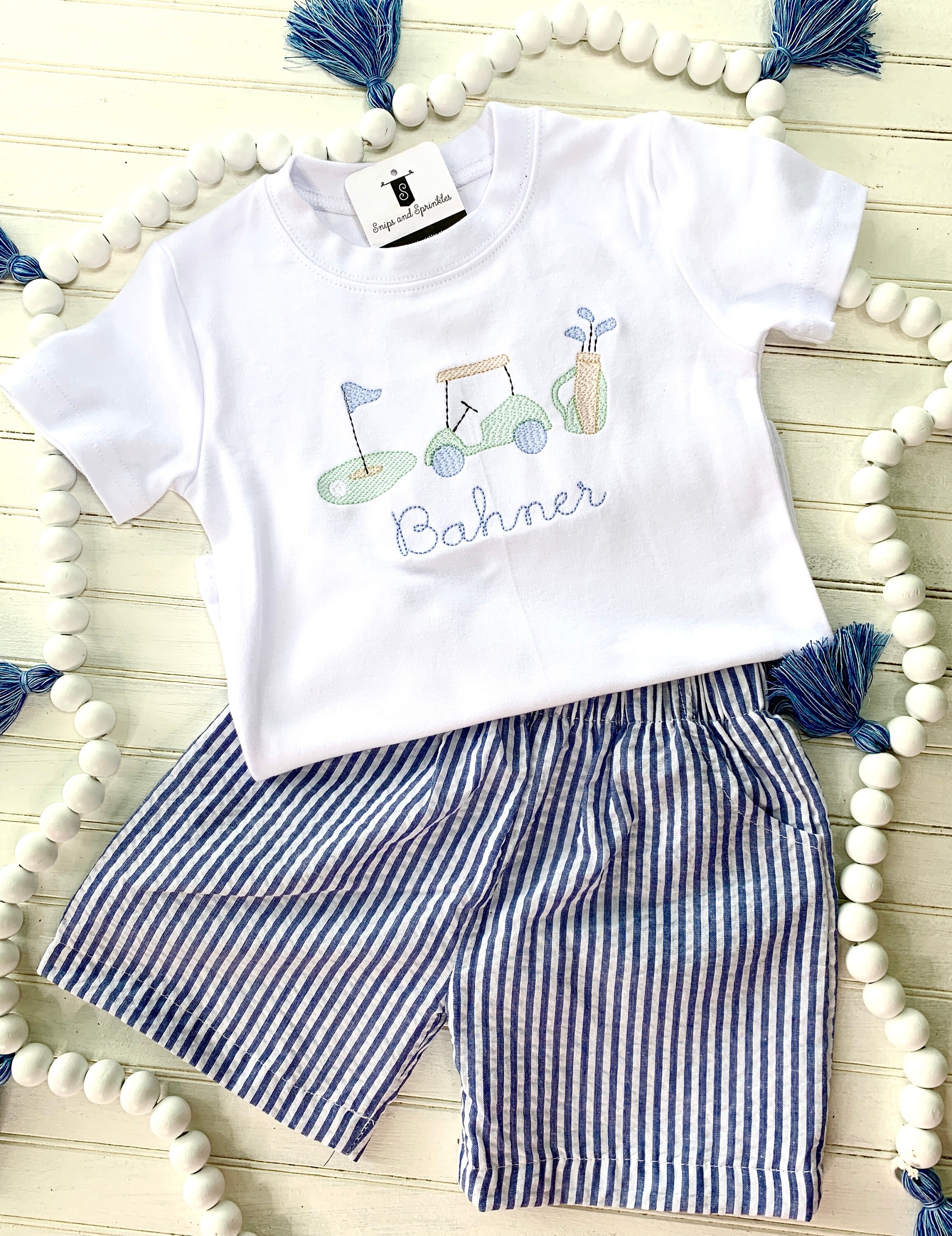 Little Boy Toddler Golf Outfit Summer Golf Cart Tee Top Golfer Etsy