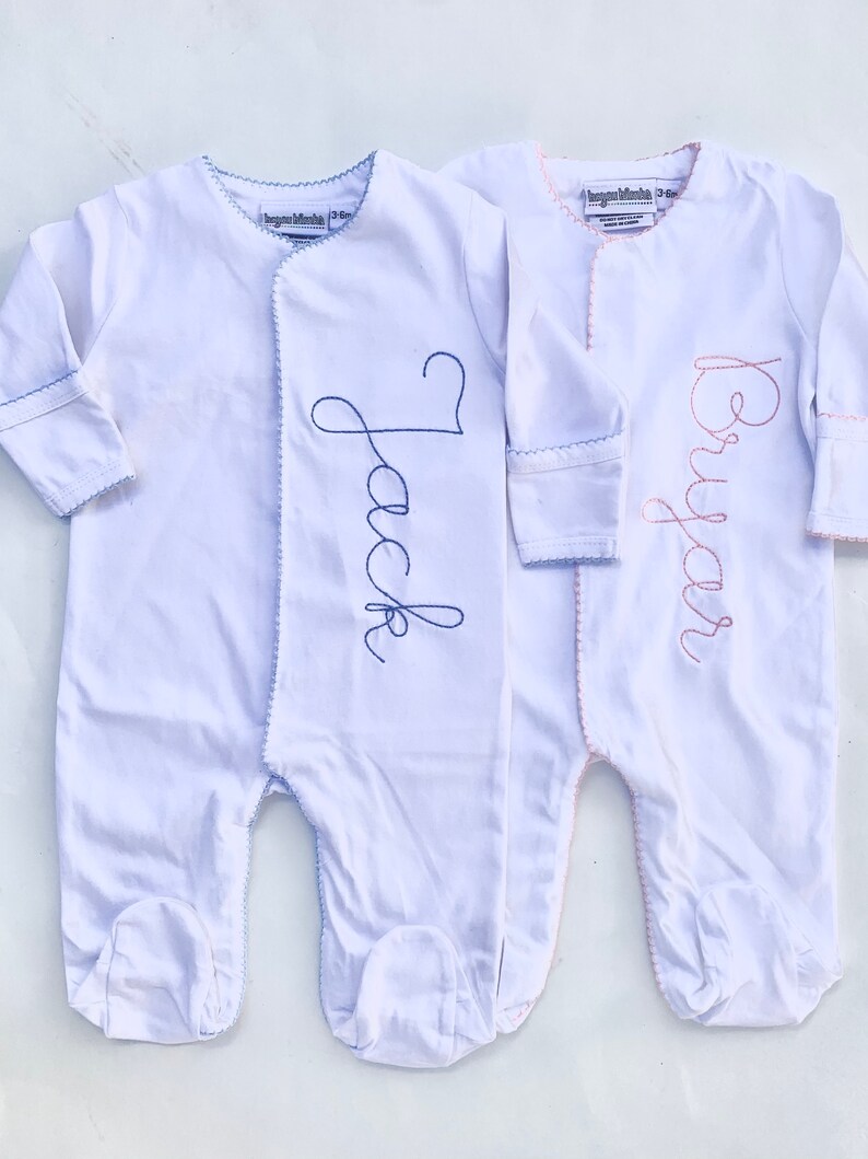 Baby Girl Boy Newborn Coming Home Outfit Footie PJ White Etsy
