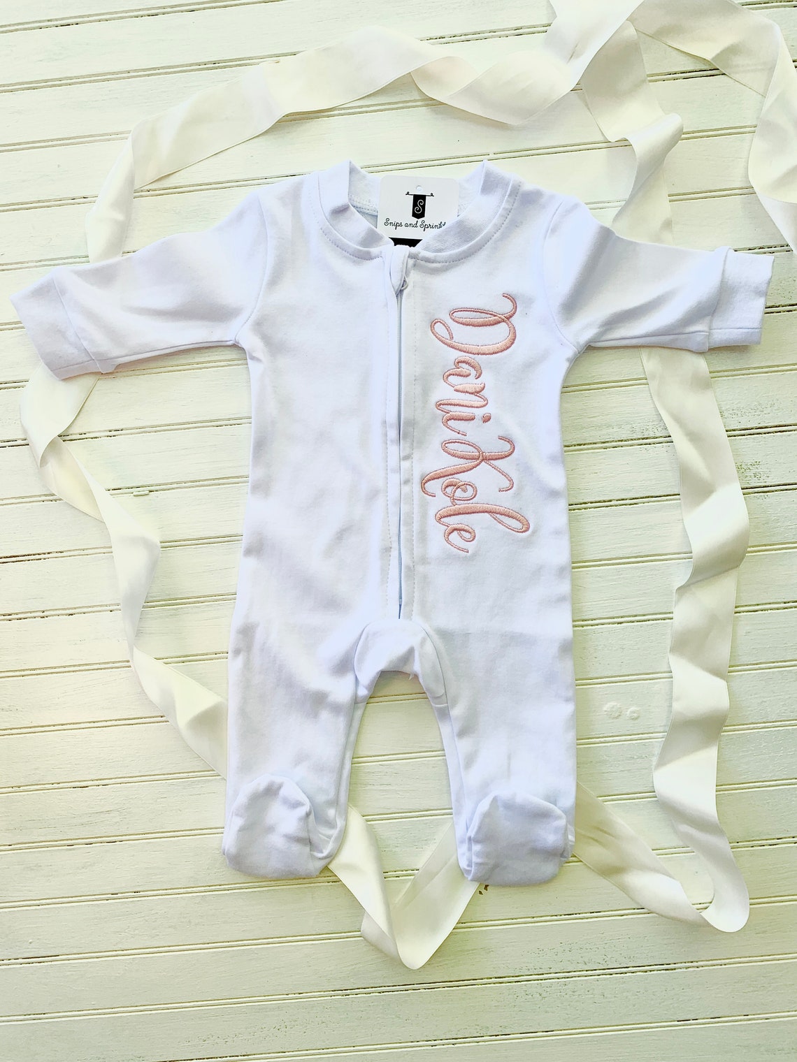 Baby Boy Girl Sleeper Romper Onesie Footie PJ Embroidered Etsy