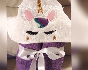 Personalize Unicorn Hooded Towel