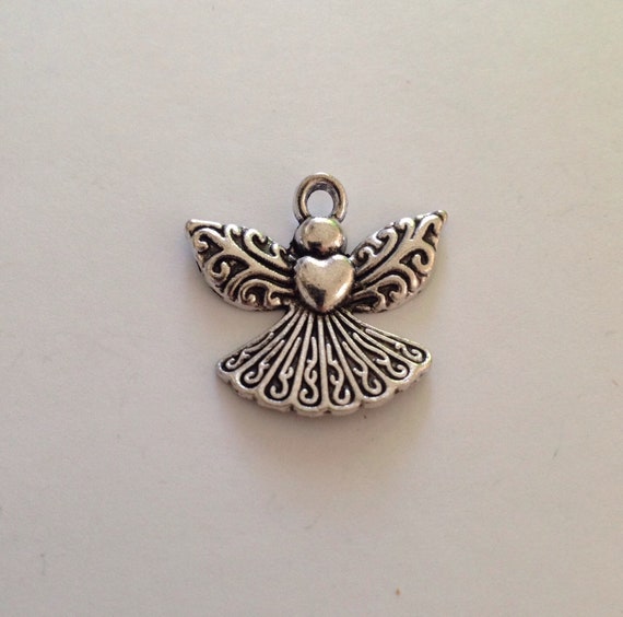 12pcs-2 sided-Angel Wing spacer beads,silver tone spacer beads