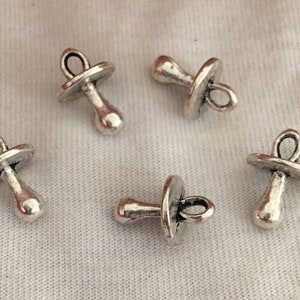 10 Baby Pacifier Antique Silver Tone Charm