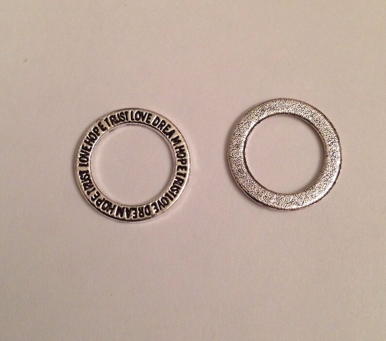 10 Small Inspirational Ring Connector Antique Silver Tone Etsy