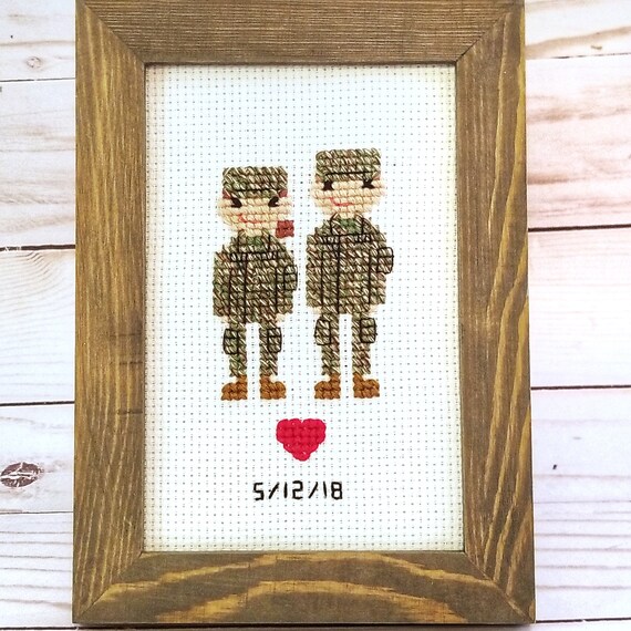Custom Military Uniform Couple Cross Stitch Portrait Etsy