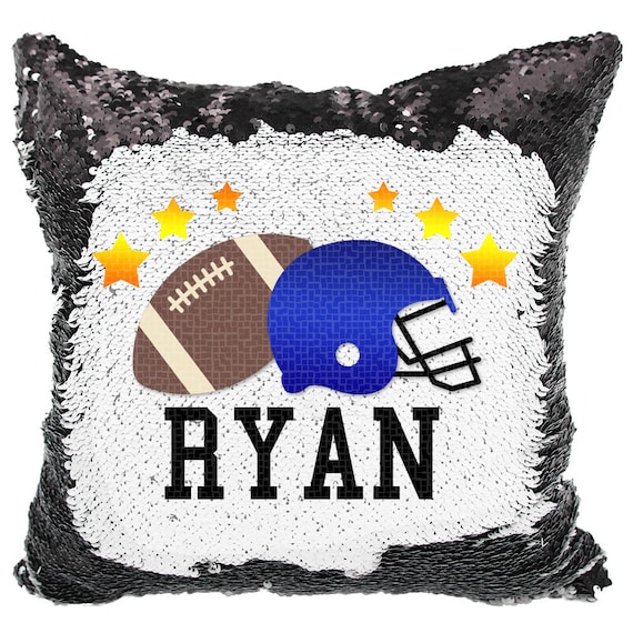 Football Sports Pillow for Boys Boy sequin pillow | Etsy
