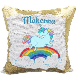 personalized sequin unicorn pillow